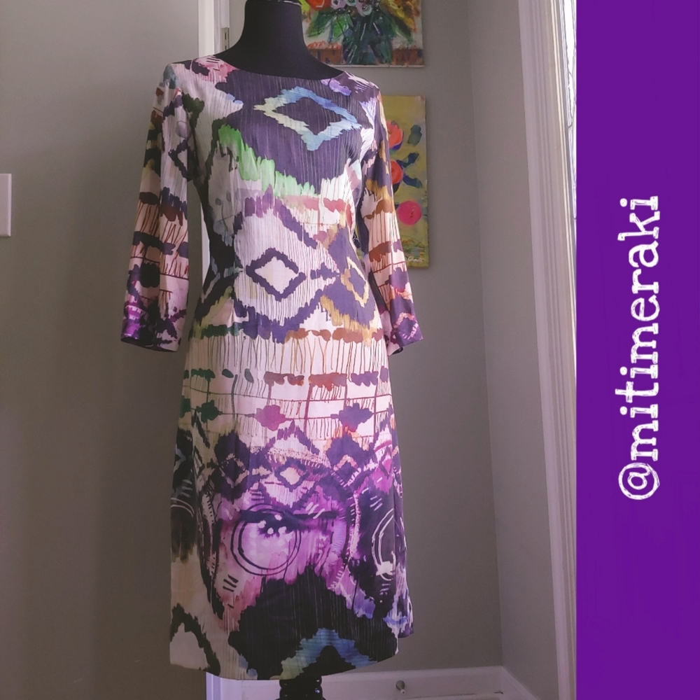 J. Peterman Unique Abstract Print Dress Size 8